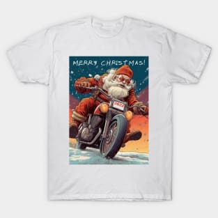 Santa Celebrate Christmas With Motorcycle T-Shirt